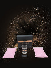 Huzur Sand Wax Candle Set – 1kg Pearled Wax, 40 Wicks & Glass Jar in Gift Box