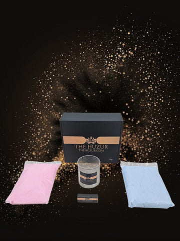 Huzur Sand Wax Candle Set – 1kg Pearled Wax, 40 Wicks & Glass Jar in Gift Box