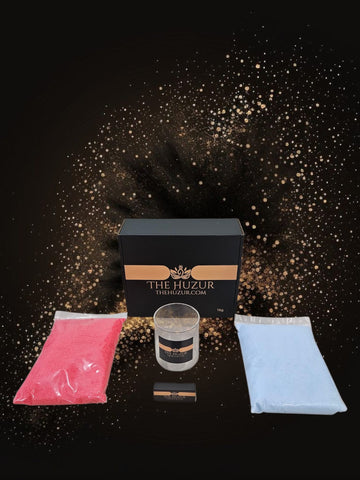 Huzur Sand Wax Candle Set – 1kg Pearled Wax, 40 Wicks & Glass Jar in Gift Box