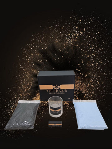 Huzur Sand Wax Candle Set – 1kg Pearled Wax, 40 Wicks & Glass Jar in Gift Box