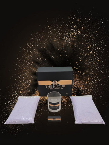 Huzur Sand Wax Candle Set – 1kg Pearled Wax, 40 Wicks & Glass Jar in Gift Box