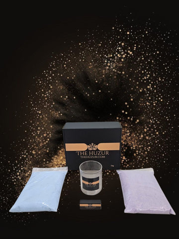 Huzur Sand Wax Candle Set – 1kg Pearled Wax, 40 Wicks & Glass Jar in Gift Box