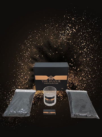 Huzur Sand Wax Candle Set – 1kg Pearled Wax, 40 Wicks & Glass Jar in Gift Box